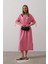 Beli Lastikli Elbise - Pembe 7