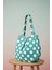 Su Yeşili Çok Amaçlı Premium Oversize Puantiyeli Orta Boy Kanvas Kadın El ve Omuz Çantası 1