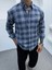 Erkek Lacivert Oversize Kışlık Ekose Gömlek Flanel Kumaş 1