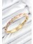 Mineli Pirinç Zirkon Taşlı Pembe Çiçek Motifli Gold Kadın Kelepçe - TJ-BB7817 1