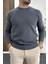 Erkek Oval Kesim Bisiklet Yaka Mevsimlik Sweatshirt Füme EDW421 1
