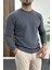 Erkek Oval Kesim Bisiklet Yaka Mevsimlik Sweatshirt Füme EDW421 2