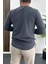 Erkek Oval Kesim Bisiklet Yaka Mevsimlik Sweatshirt Füme EDW421 3