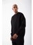 Unisex Biskilet Yaka Üç Iplik Sweatshirt - Siyah 1