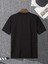 Baskılı Oversize Bisiklet Yaka T-Shirt - Siyah 4