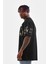 Unisex Bisiklet Yaka Baskılı Oversize T-Shirt - Siyah 4