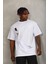 Unisex Oversize Baskılı Bisiklet Yaka T-Shirt - Beyaz 3