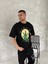 Ön ve Arka Baskılı Oversize Bisiklet Yaka T-Shirt- Siyah 2