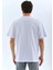 Unisex Oversize Taşlı Bisiklet Yaka T-Shirt - Beyaz 2