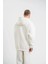 Unisex Double Oversize Kapşonlu Basic Sweatshirt - Beyaz 3