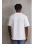 Unisex Baskılı Oversize T-Shirt - Beyaz 2
