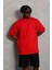 Unisex Oversize Düz Bisiklet Yaka T-Shirt - Kırmızı 3