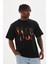 Unisex Baskılı Oversize T-Shirt - Siyah 3