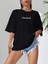 Baskılı Oversize Bisiklet Yaka T-Shirt - Siyah 3
