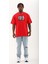 Unisex Oversize Baskılı Bisiklet Yaka T-Shirt - Kırmızı 4