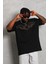 Unisex Oversize Taşlı Bisiklet Yaka T-Shirt - Siyah 3