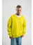 Geniş V Yaka Kol Ribana Detaylı Sweatshirt - Sarı 4