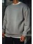 Kışlık Bisiklet Yaka Üç Iplik Basic Sweatshirt - Boyalı Gri 1