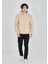 Unisex Tam Fermuarlı Kapşonlu Sweatshirt - Bej 1