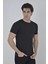 Erkek Yandan Fermuarli Slim Fit T-Shirt - Siyah 2