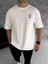 Unisex Bisiklet Yaka Baskılı Oversize T-Shirt - Beyaz 1