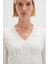 Kadın Ipek Karışımlı V Yaka Ekru Kazak 1710720-70057 4