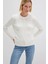 İpek Karışımlı Bisiklet Yaka Ekru Kazak 1710721-70057 1