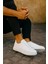 Erkek Kadın Unisex Bağcıklı Deri Yüksek Tabanlı Rahat Günlük Spor Ayakkabı Sneaker 3