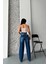 Baggy Süper Taş Bıyık Yıkama Koyu Mavi Jeans Pantolon D2007 2