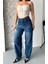 Baggy Süper Taş Bıyık Yıkama Koyu Mavi Jeans Pantolon D2007 1