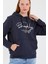 Süperlife Kadın Kapşonlu Regular Fit El Yazılı Brooklyn Baskılı Ince Sweatshirt SPR23SWK361 2