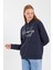 Süperlife Kadın Kapşonlu Regular Fit El Yazılı Brooklyn Baskılı Ince Sweatshirt SPR23SWK361 4
