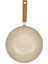 Ceramoni Seramik Wok Tava 28 cm Cam Kapaklı-Krem 3