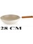 Ceramoni Seramik Wok Tava 28 cm Cam Kapaklı-Krem 5