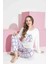 Tarık Kadın Beyaz Kalp Desen Anne Kız Kombin Termal Kışlık Sıcak Tutan Yumuşak Pijama Takımı 2
