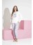 Tarık Kadın Beyaz Kalp Desen Anne Kız Kombin Termal Kışlık Sıcak Tutan Yumuşak Pijama Takımı 5