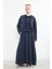 Kadın Önü Çıtçıt Pat Detaylı Kanguru Cepli Kapüşonlu Tesettür Etekli Takım Lacivert 1