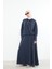 Kadın Önü Çıtçıt Pat Detaylı Kanguru Cepli Kapüşonlu Tesettür Etekli Takım Lacivert 4