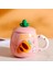Havuç Desenli Kaşıklı Kapaklı Seramik Kupa Bardak Mug Renkli Kaliteli Hediyelik Doğum Günü Arkadaş 1