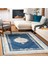 Mavi Çerçeveli Modern Etnik Desenli Halı | Makinada Yıkanabilir | Hav Toz Vermez | Leke Tutmayaz | Kaymaz Taban | Dijital Makine Baskı | Salon Yolluk Mutfak Halısı 2