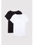 2li Siyah Beyaz Kadın V Yaka Basic Tişört 1611371-900 11