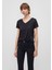 2li Siyah Beyaz Kadın V Yaka Basic Tişört 1611371-900 13