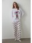 Optik Beyaz Mickey Mouse Baskılı Pamuklu Uzun Kollu Pijama Takımı 1