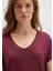 V Yaka Bordo Basic Viskoz Tişört 167714-70393 13