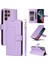 Samsung Galaxy S22 Ultra 5g Için El Kayışı ve Kart Yuvalı Premium Deri Cüzdan Kılıf-Mor (Yurt Dışından) 1