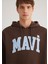 Mavi Logo Baskılı Kapüşonlu Kahverengi Sweatshirt 067149-88067 16