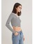 Uzun Kollu Çizgili Crop Basic Tişört 1613041-85586 9