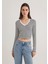 Uzun Kollu Çizgili Crop Basic Tişört 1613041-85586 11