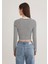 Uzun Kollu Çizgili Crop Basic Tişört 1613041-85586 12
