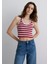 Bordo Çizgili Crop Atlet 1613086-89810 10